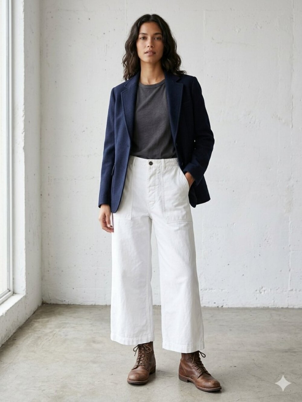 Nili Lotan Leon Boy Pants White Linen High Rise Wide Leg Cargo Crop Size 8